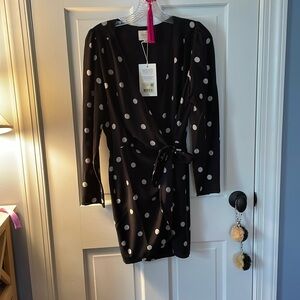 SEXY Classic femme, silk polkadot wrap dress Sezane NWT 38 💋